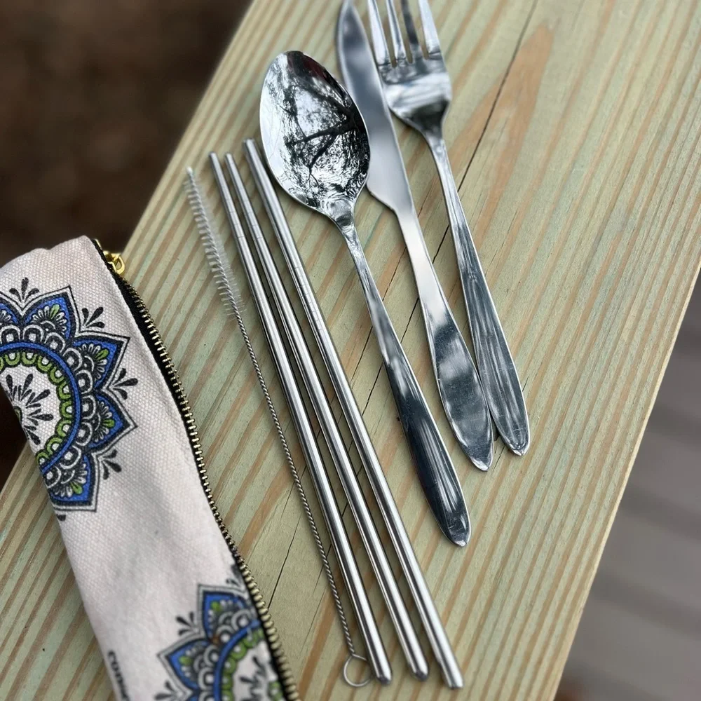 Mandala Eco-Friendly Travel Cutlery Set 7-Piece Utensils Reusable